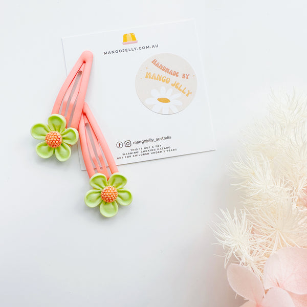 Pastel Flowers Handmade Collection - Snap Clip (Baby Green)