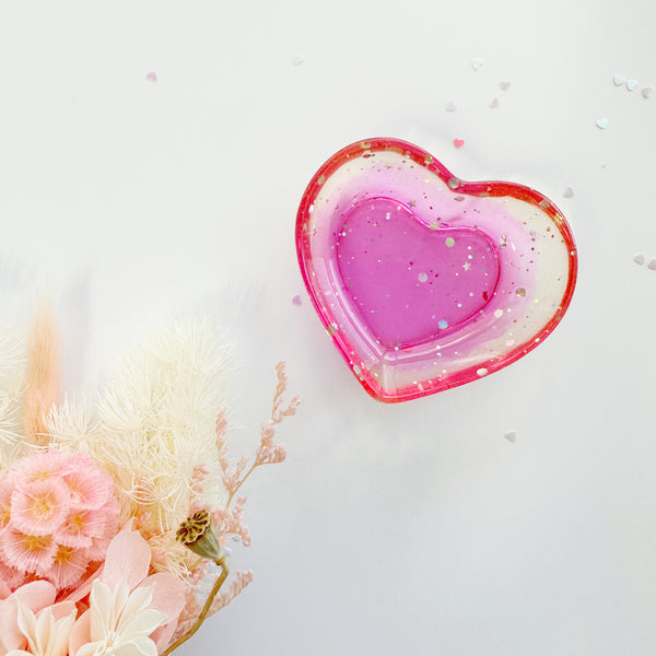 Small heart shape trinket tray - Pink ombre (R19)