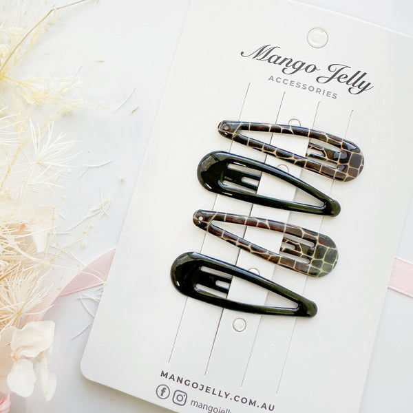 Hair Clips - Gel coated 4 pcs pack BLACK