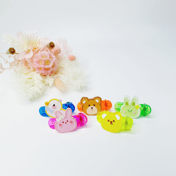 Neon jelly animal clips