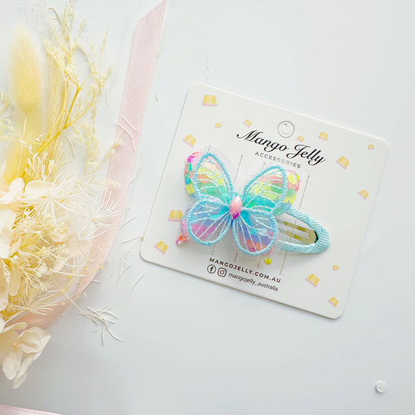 Butterfly kids wrapped snap clips - rainbow