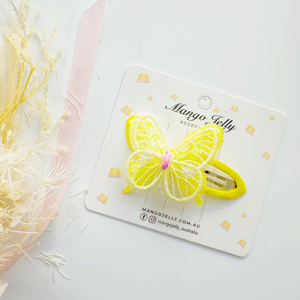 Butterfly kids wrapped snap clips - yellow