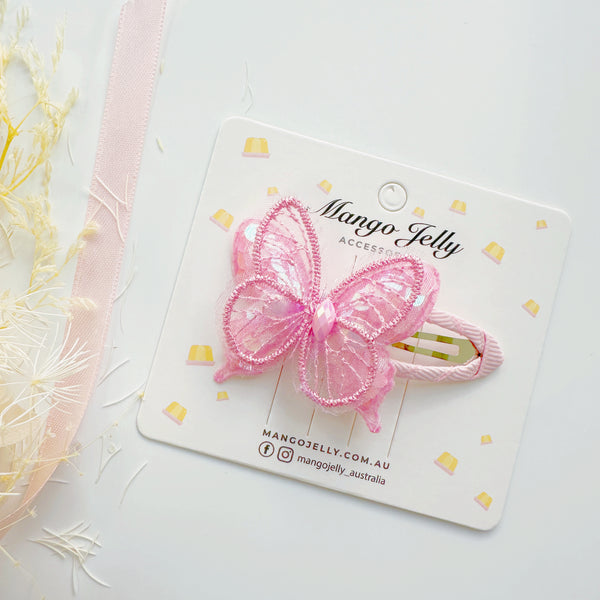 Butterfly kids wrapped snap clips - Pink