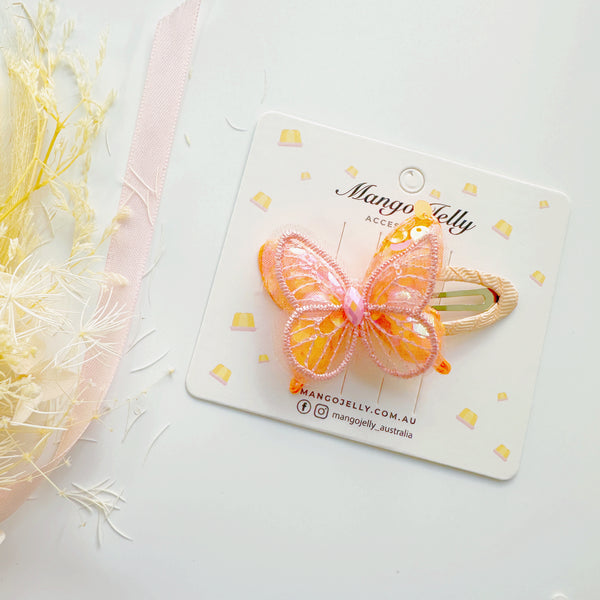 Butterfly kids wrapped snap clips - Orange