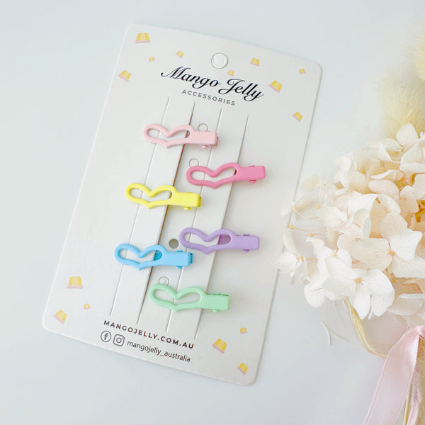 Small Soft Pastel Clips palette 6 Pieces - HEART