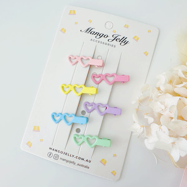 Small Soft Pastel Clips palette 6 Pieces - Double heart