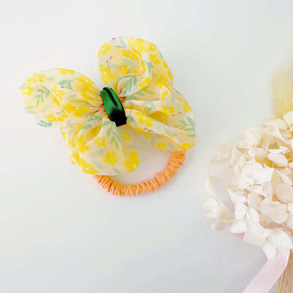 Spring prints skinny scrunchies -  Yellow