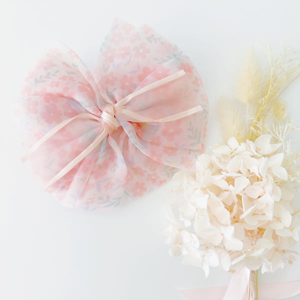 Spring Print fluffy hair clips - Soft Pink