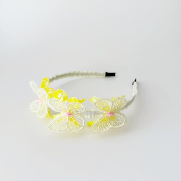 Kids Headband - Sequin butterfly Yellow