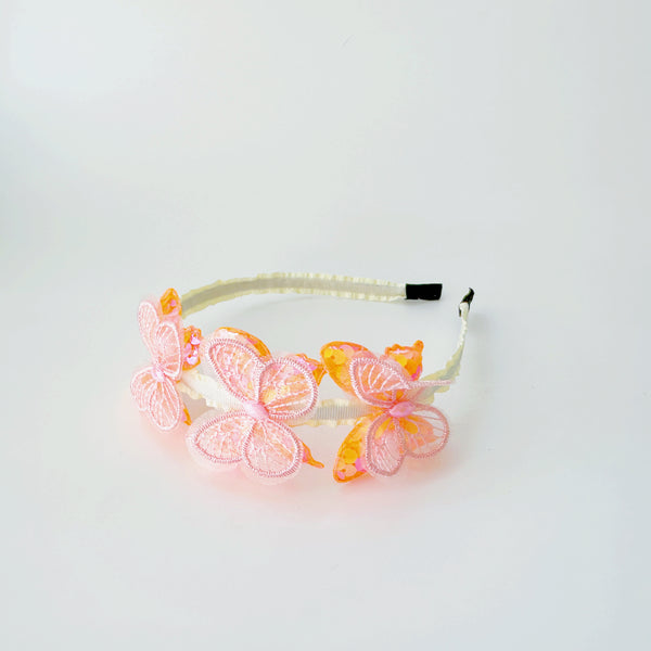 Kids Headband - Sequin butterfly Orange