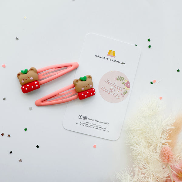 Christmas Handmade Collection - Snap clips (Xmas teddy)