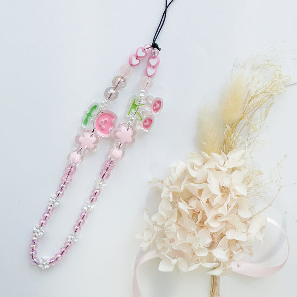 Handmade Phone charms - Pink Cherry