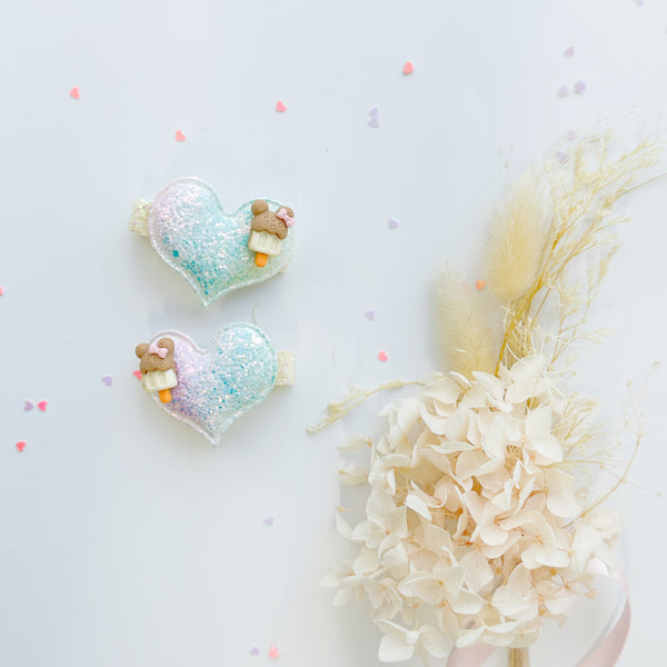 Handmade dreamy dessert hair clips ( 1 pairs) - Pastel