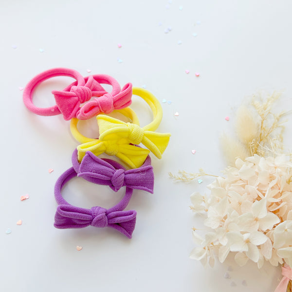 Handmade Simple Bow metal free hair ties - Candy