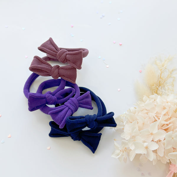 Handmade Simple Bow metal free hair ties - Violet